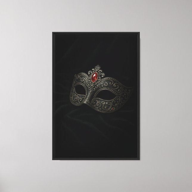 Ornate Masquerade Mask on Velvet Canvas Print (Front)