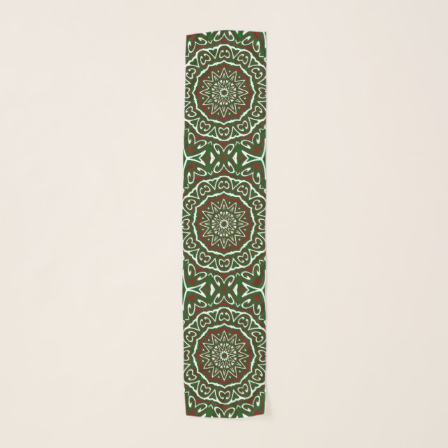 Ornate Maximalist Groovy Christmas Mandala Patter Scarf (Front)