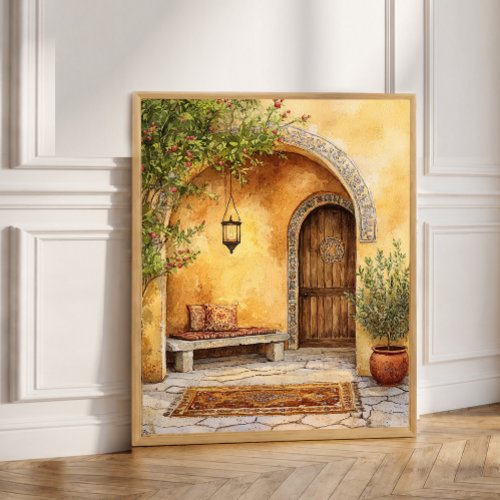 Ornate Mediterranean Archway Tile Courtyard Poster