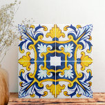 Ornate Mediterranean Blue And Yellow Ceramic Tile<br><div class="desc">Ornate Mediterranean Blue And Yellow Ceramic Tile</div>