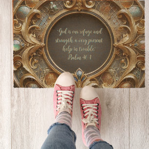 Ornate Metal and Jewels Customizable Bible Verse Fiber Doormat