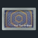 Ornate Metallic Magen David Belt Buckle<br><div class="desc">A copper,  blue and gold 3D fractal image of a Magen David (Star of David) resembling an intricately-textured metal panel. Customize by adding your own text.</div>