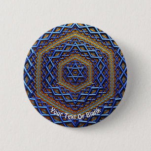Ornate Metallic Magen David Button