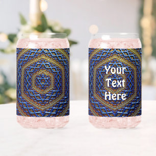 Ornate Metallic Magen David Can Glass