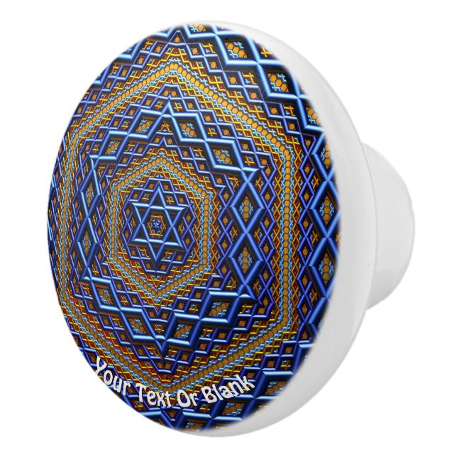 Ornate Metallic Magen David Ceramic Knob (Right)