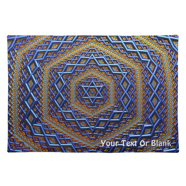 Ornate Metallic Magen David Cloth Placemat (Front)