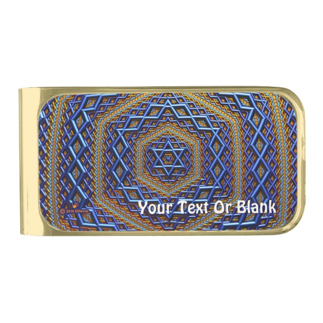 Ornate Metallic Magen David Gold Finish Money Clip (Front)