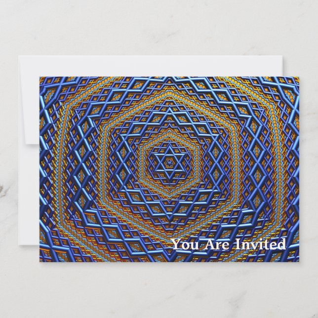 Ornate Metallic Magen David Invitation (Front)