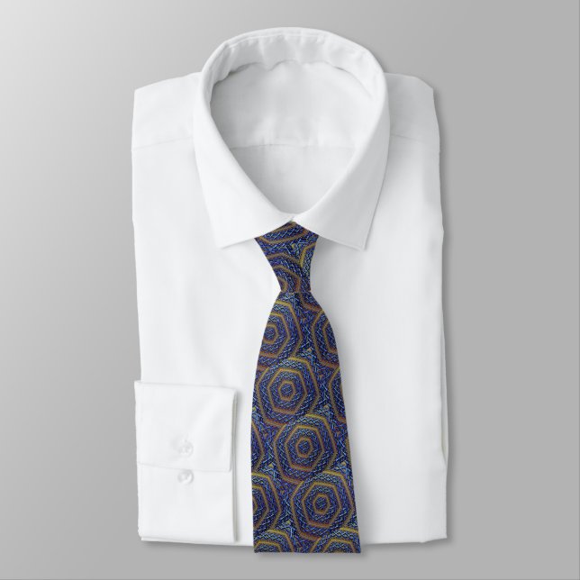 Ornate Metallic Magen David Neck Tie (Tied)