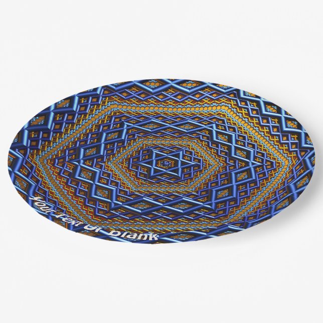 Ornate Metallic Magen David Paper Plates (Angled)