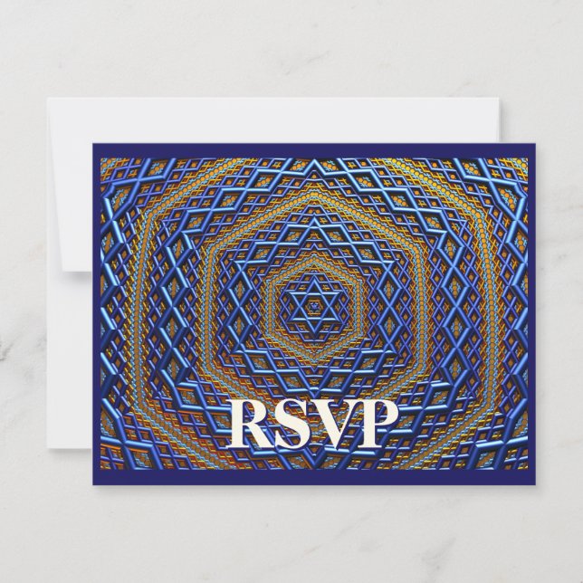 Ornate Metallic Magen David RSVP Card (Front)