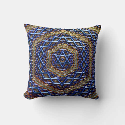 Ornate Metallic Magen David Throw Pillow