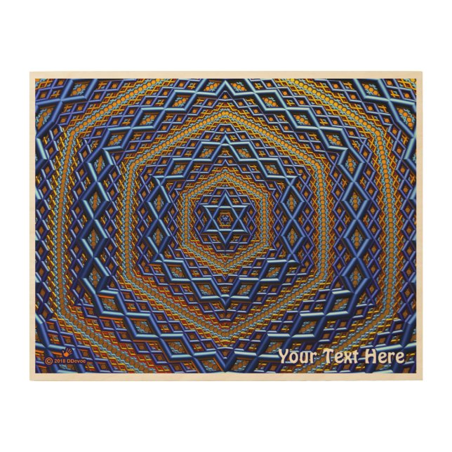Ornate Metallic Magen David Wood Wall Art (Front)