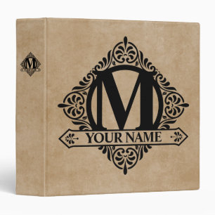 Ornate Monogram Design 3 Ring Binder