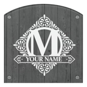 Ornate Monogram Design Door Sign