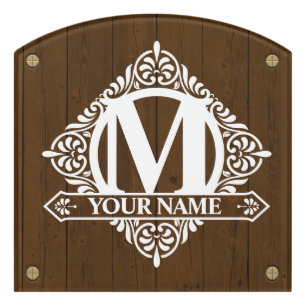 Ornate Monogram Design Door Sign