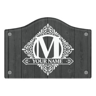 Ornate Monogram Design Door Sign