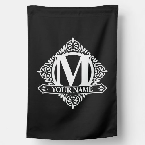 Ornate Monogram Design House Flag | Zazzle