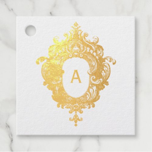 Ornate Monogram Frame Foil Favor Tags