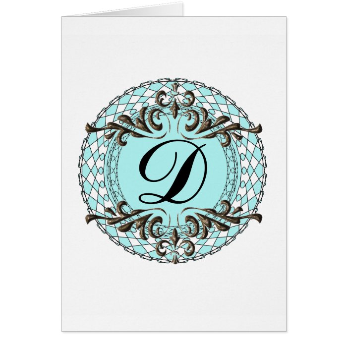 Ornate Monogram Letter D Custom Notecard