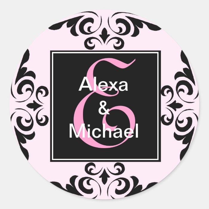 Ornate Monogram Letter E Pink Roses Sticker