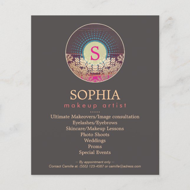 Ornate Monogram Makeup Artist and Stylist Menu Flyer (Front)