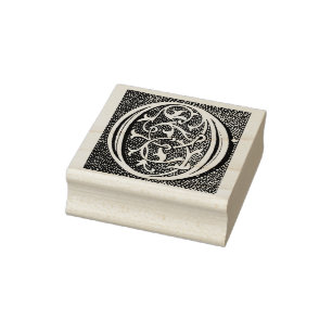 Ornate Monogram Vintage initial letter O Rubber Stamp