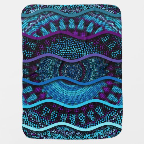 Ornate Mosaic Relief Waves Texture Baby Blanket