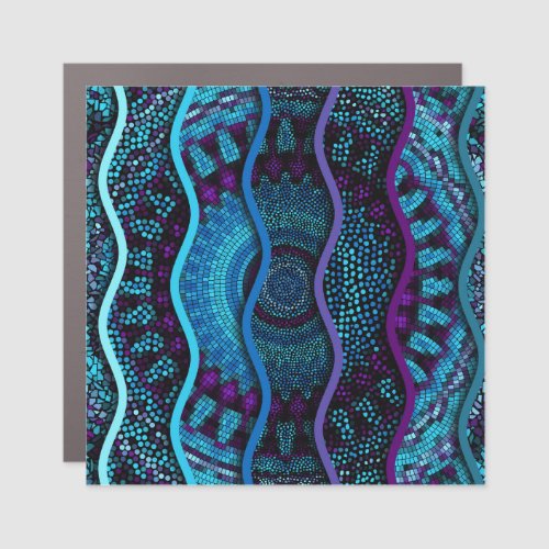 Ornate Mosaic Relief Waves Texture Car Magnet