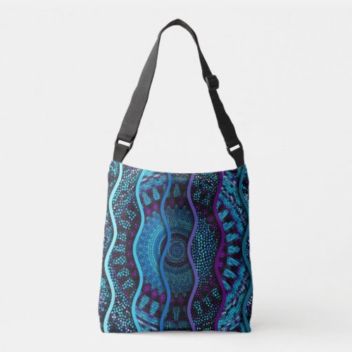 Ornate Mosaic Relief Waves Texture Crossbody Bag