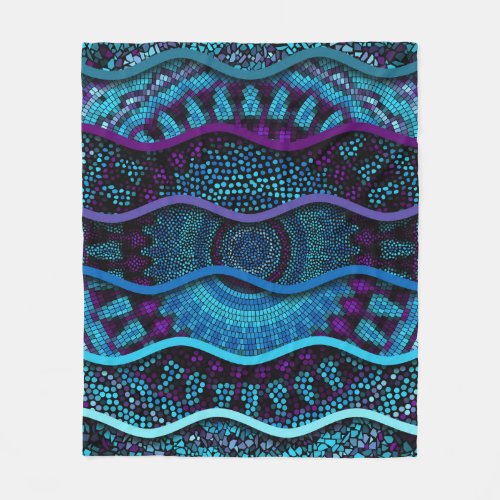 Ornate Mosaic Relief Waves Texture Fleece Blanket