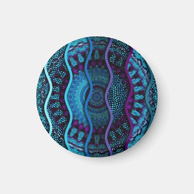 Ornate Mosaic: Relief Waves Texture. Magnet (Front)