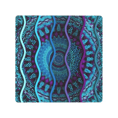 Ornate Mosaic Relief Waves Texture Metal Print