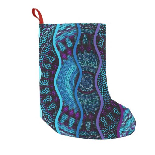 Ornate Mosaic Relief Waves Texture Small Christmas Stocking