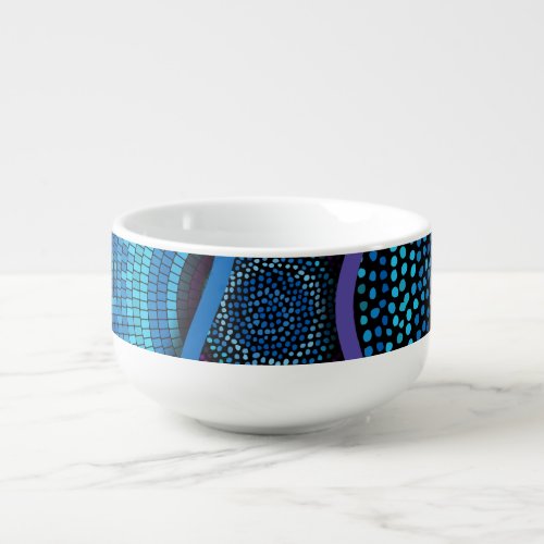 Ornate Mosaic Relief Waves Texture Soup Mug