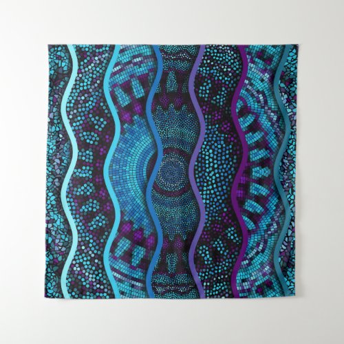 Ornate Mosaic Relief Waves Texture Tapestry