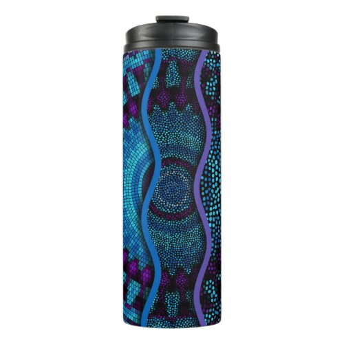 Ornate Mosaic Relief Waves Texture Thermal Tumbler