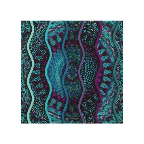 Ornate Mosaic Relief Waves Texture Wood Wall Art