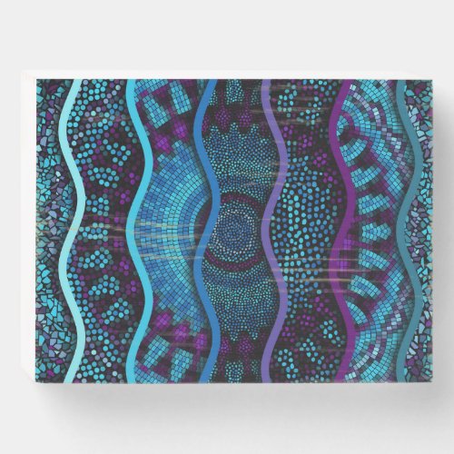 Ornate Mosaic Relief Waves Texture Wooden Box Sign