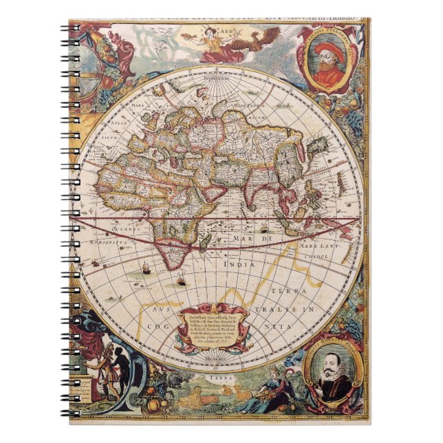 Ornate Old World Map Notebook (Front)