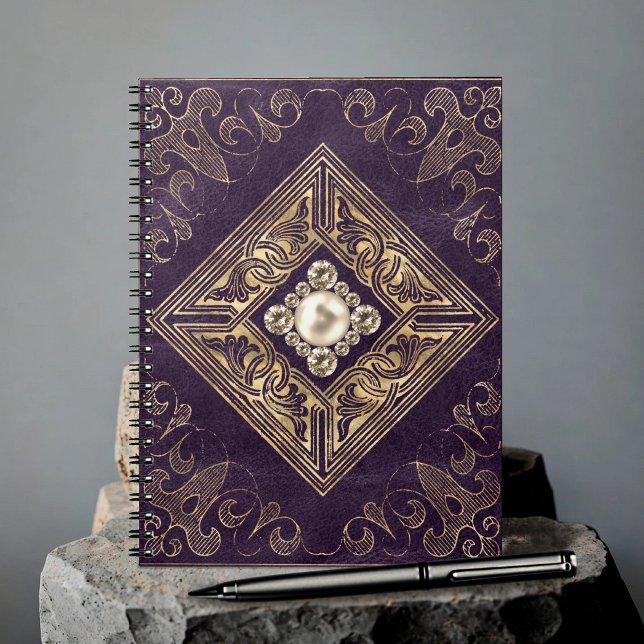 Ornate Opulence | Purple and Gold Jeweled Flourish Notebook (Creator Uploaded)