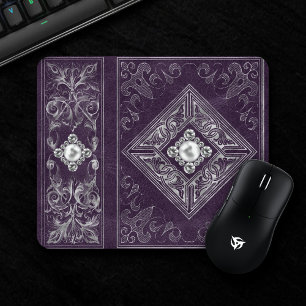 Ornate Opulence Purple and Silver Jewel Flourish Mouse Pad