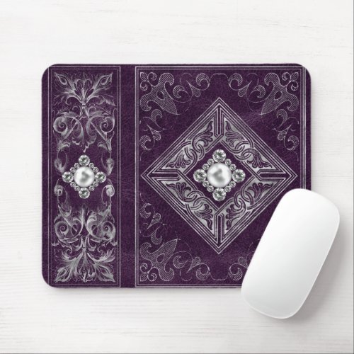 Ornate Opulence  Purple and Silver Jewel Flourish Mouse Pad