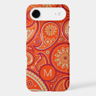 Ornate Orange Paisley Pattern Monogram iPhone 17 Air Case