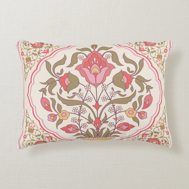 Ornate Oriental: Floral Stylish Design. Accent Pillow (Front)