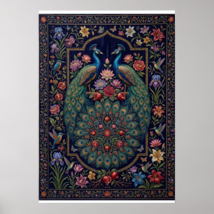 Ornate Ornamental Peacock Elegant Botanical Fleece Poster