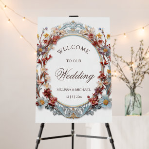 Ornate Oval Frame Victorian Wedding Welcome Foam Board