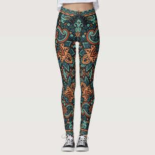 Ornate Paisley Bandana: Silk Neck. Leggings