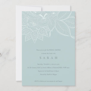 Ornate Paisley Dusky Blue Bridal Shower Invite