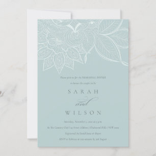 Ornate Paisley Dusky Blue Rehearsal Dinner Invite